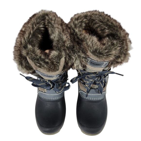 Khombu Snow Boots Women 7 Youth 5 Slope Leather‎ Faux Fur Waterproof Lace Up 10" - Picture 8 of 14